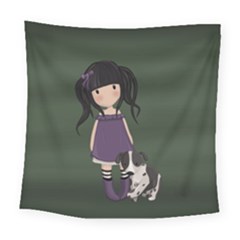 Dolly Girl And Dog Square Tapestry (large) by Valentinaart