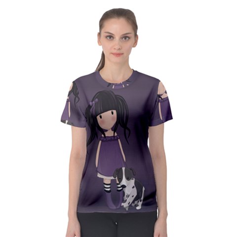 Dolly Girl And Dog Women s Sport Mesh Tee by Valentinaart