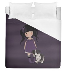 Dolly Girl And Dog Duvet Cover (queen Size) by Valentinaart