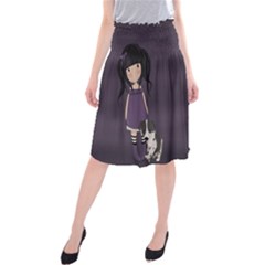 Dolly Girl And Dog Midi Beach Skirt by Valentinaart