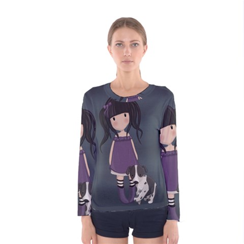 Dolly Girl And Dog Women s Long Sleeve Tee by Valentinaart