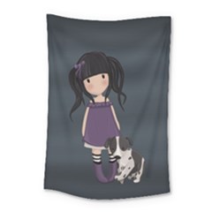 Dolly Girl And Dog Small Tapestry by Valentinaart