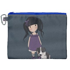 Dolly Girl And Dog Canvas Cosmetic Bag (xxl) by Valentinaart