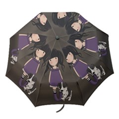 Dolly Girl And Dog Folding Umbrellas by Valentinaart