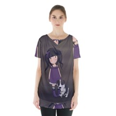 Dolly Girl And Dog Skirt Hem Sports Top by Valentinaart