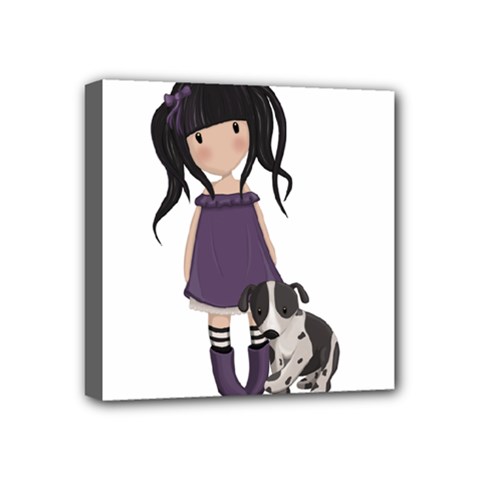 Dolly Girl And Dog Mini Canvas 4  X 4  by Valentinaart