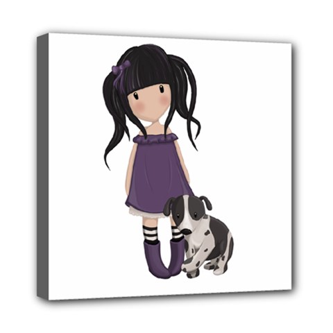 Dolly Girl And Dog Mini Canvas 8  X 8  by Valentinaart