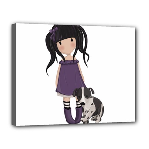 Dolly Girl And Dog Canvas 14  X 11  by Valentinaart