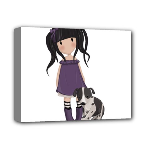 Dolly Girl And Dog Deluxe Canvas 14  X 11  by Valentinaart