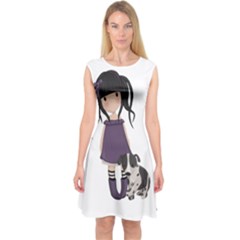 Dolly Girl And Dog Capsleeve Midi Dress