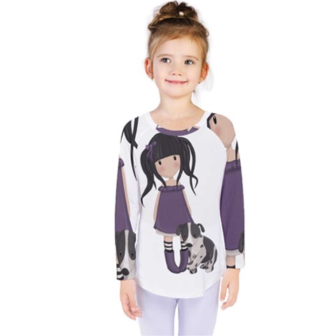 Dolly Girl And Dog Kids  Long Sleeve Tee by Valentinaart