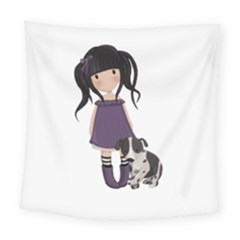 Dolly Girl And Dog Square Tapestry (large) by Valentinaart