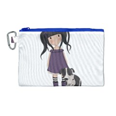 Dolly Girl And Dog Canvas Cosmetic Bag (large)