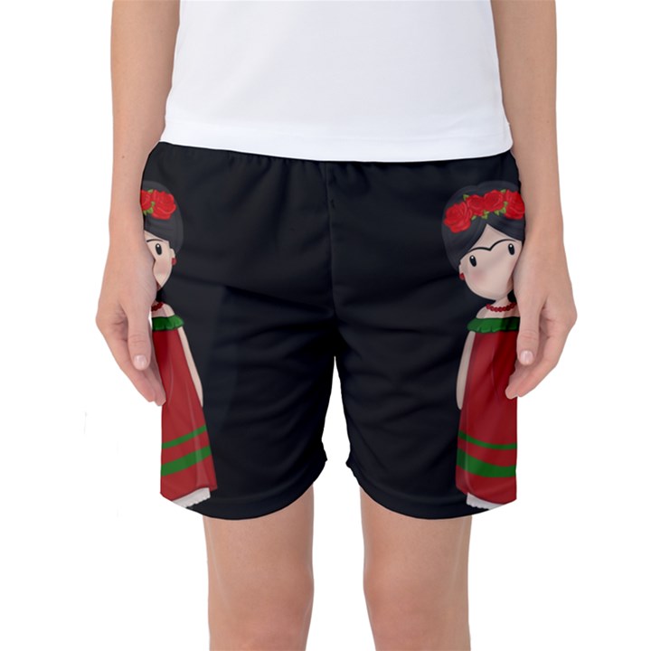 Frida Kahlo doll Women s Basketball Shorts