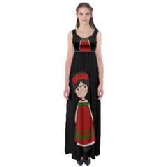 Frida Kahlo Doll Empire Waist Maxi Dress by Valentinaart