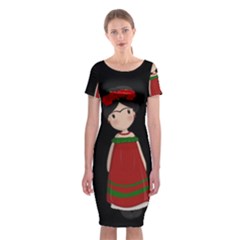 Frida Kahlo Doll Classic Short Sleeve Midi Dress by Valentinaart