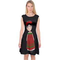 Frida Kahlo Doll Capsleeve Midi Dress by Valentinaart