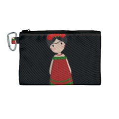 Frida Kahlo Doll Canvas Cosmetic Bag (medium) by Valentinaart