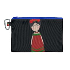 Frida Kahlo Doll Canvas Cosmetic Bag (large) by Valentinaart