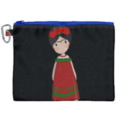 Frida Kahlo Doll Canvas Cosmetic Bag (xxl) by Valentinaart