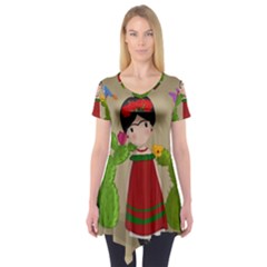 Frida Kahlo Doll Short Sleeve Tunic 