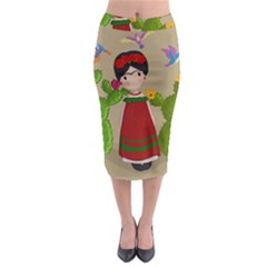 Frida Kahlo Doll Midi Pencil Skirt by Valentinaart