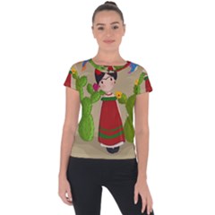 Frida Kahlo Doll Short Sleeve Sports Top  by Valentinaart