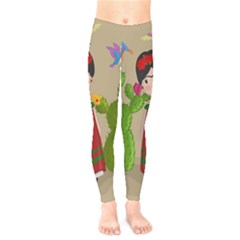 Frida Kahlo Doll Kids  Legging by Valentinaart