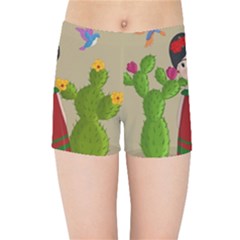 Frida Kahlo Doll Kids Sports Shorts by Valentinaart