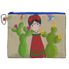 Frida Kahlo Doll Canvas Cosmetic Bag (xxl) by Valentinaart