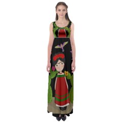 Frida Kahlo Doll Empire Waist Maxi Dress by Valentinaart