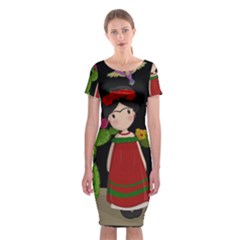 Frida Kahlo Doll Classic Short Sleeve Midi Dress by Valentinaart