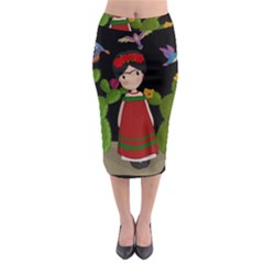 Frida Kahlo Doll Midi Pencil Skirt by Valentinaart