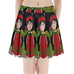 Frida Kahlo Doll Pleated Mini Skirt by Valentinaart