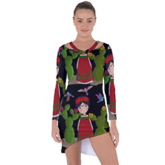 Frida Kahlo Doll Asymmetric Cut-out Shift Dress by Valentinaart