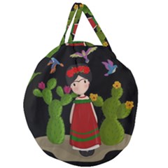 Frida Kahlo Doll Giant Round Zipper Tote by Valentinaart