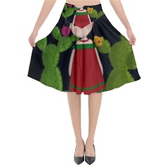 Frida Kahlo Doll Flared Midi Skirt by Valentinaart