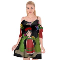 Frida Kahlo Doll Cutout Spaghetti Strap Chiffon Dress by Valentinaart