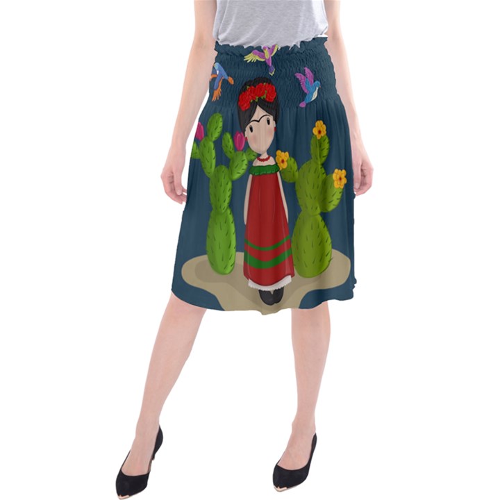 Frida Kahlo doll Midi Beach Skirt