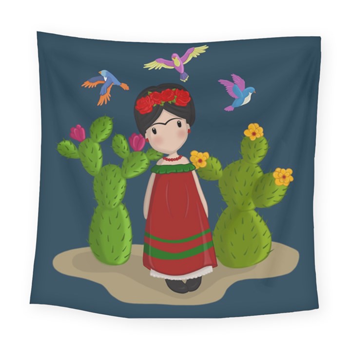 Frida Kahlo doll Square Tapestry (Large)