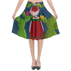 Frida Kahlo Doll Flared Midi Skirt by Valentinaart