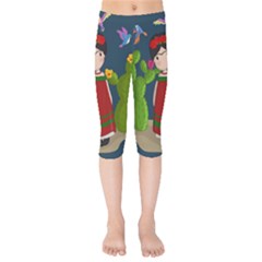 Frida Kahlo Doll Kids  Capri Leggings  by Valentinaart