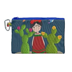 Frida Kahlo Doll Canvas Cosmetic Bag (large) by Valentinaart