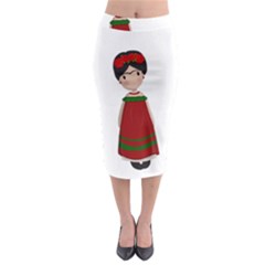 Frida Kahlo Doll Midi Pencil Skirt by Valentinaart