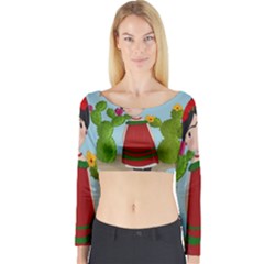 Frida Kahlo Doll Long Sleeve Crop Top by Valentinaart