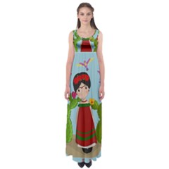 Frida Kahlo Doll Empire Waist Maxi Dress by Valentinaart