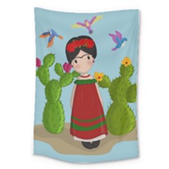 Frida Kahlo Doll Large Tapestry by Valentinaart