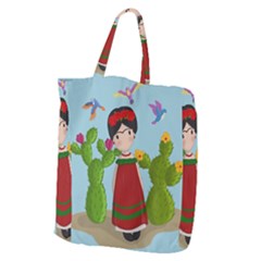 Frida Kahlo Doll Giant Grocery Zipper Tote