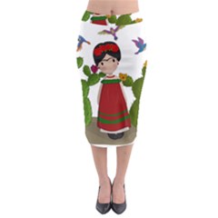 Frida Kahlo Doll Midi Pencil Skirt by Valentinaart