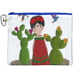 Frida Kahlo Doll Canvas Cosmetic Bag (xxxl) by Valentinaart